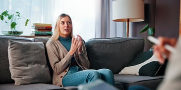client preparing for EMDR session 