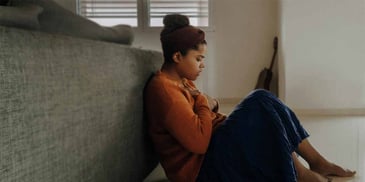 A young woman in distress